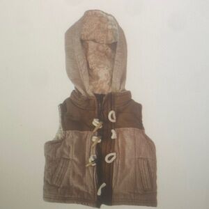 Brown and Tan Hooded Vest